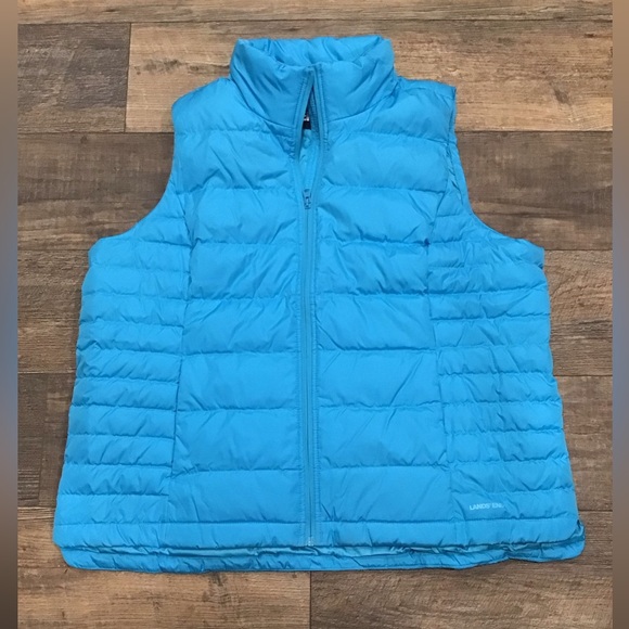 Lands' End Jackets & Blazers - Land’s End PACKABLE Turquoise Down Vest size 1X (16-18)